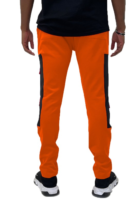 Men's Color Block Cargo Track Pants