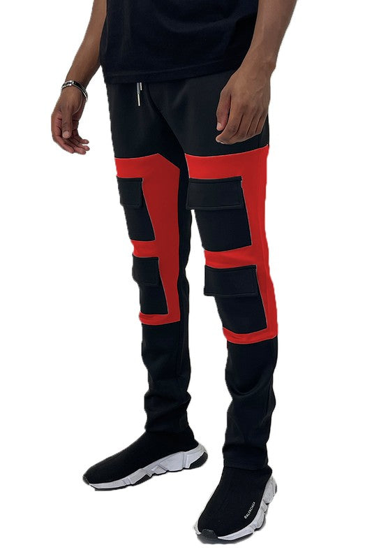 Men's Color Block Cargo Track Pants