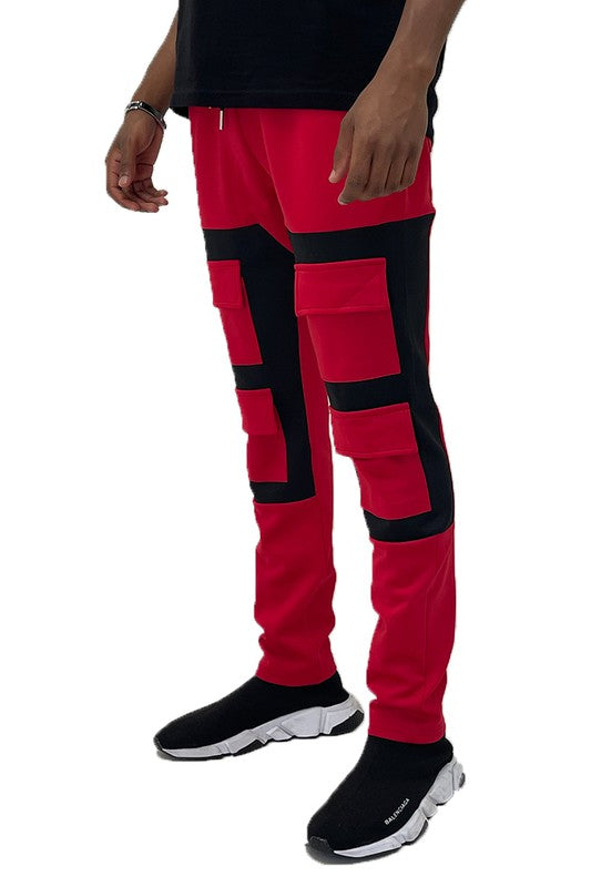 Men's Color Block Cargo Track Pants