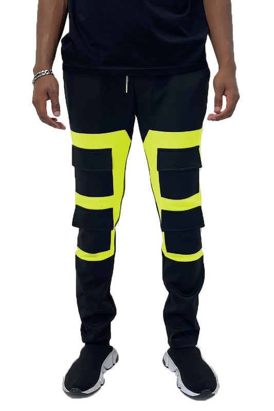 Men's Color Block Cargo Track Pants
