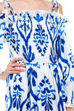 Blue & White Off Shoulder Maxi Dress