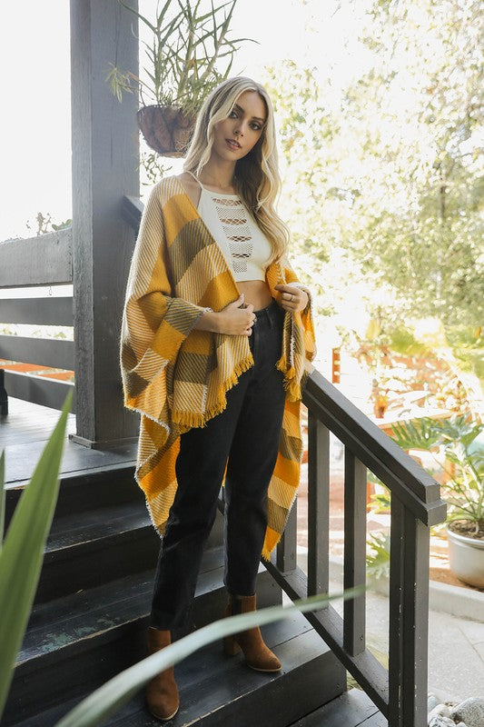 Classic Striped Knit Poncho