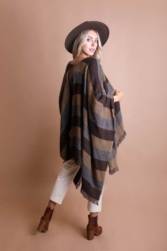 Classic Striped Knit Poncho