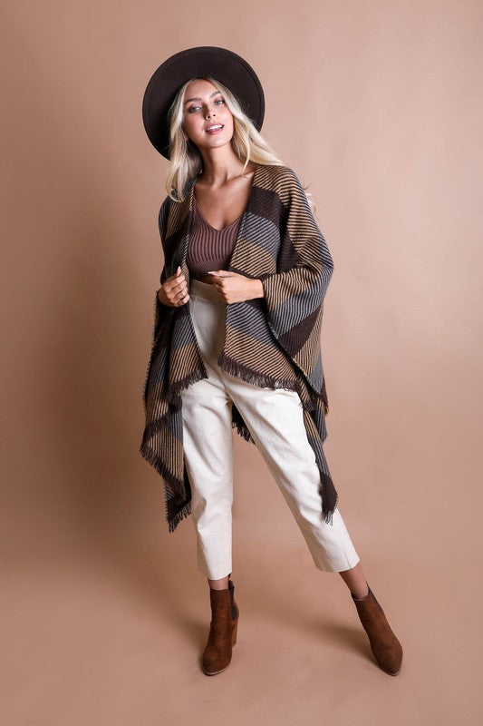 Classic Striped Knit Poncho