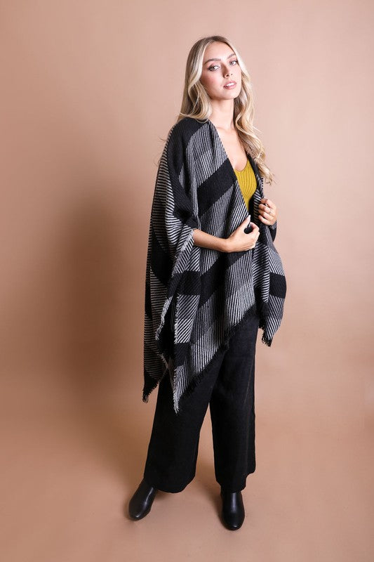 Classic Striped Knit Poncho