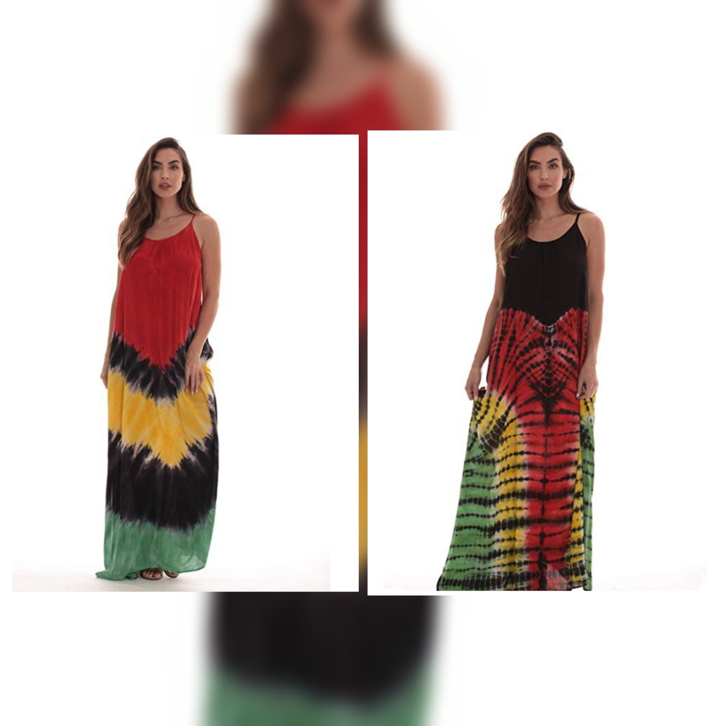 rasta reggae tie dye maxi dress