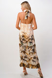 Palm Tree Halter Silk Maxi Dress1