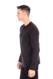 Men's Henley Black Long Sleeve Shirt