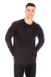 Men's Henley Black Long Sleeve Shirt