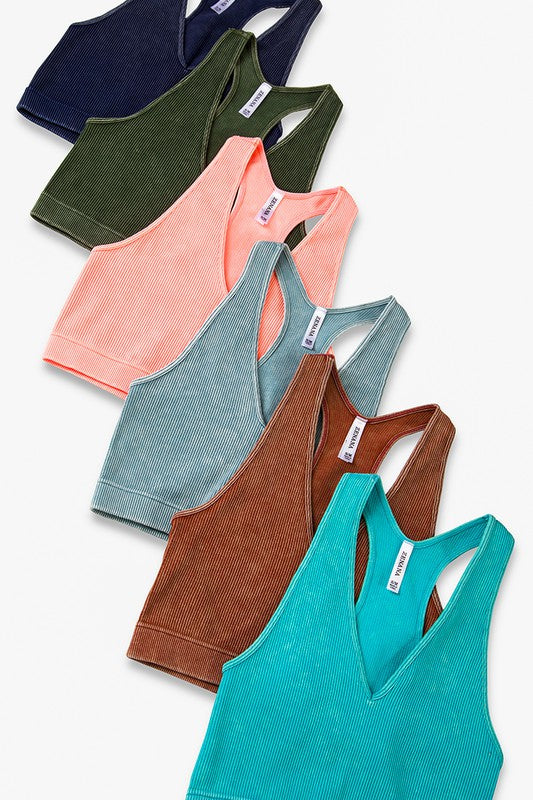 WASHED RIBBED RACERBACK TANK TOP