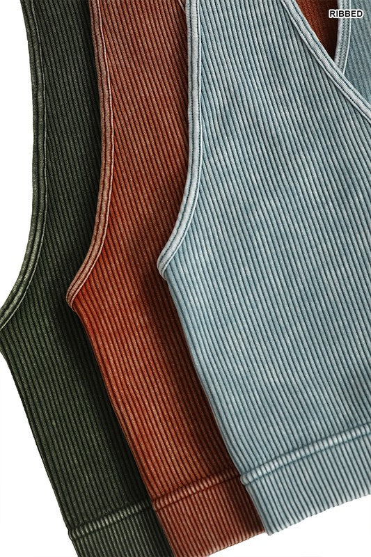 WASHED RIBBED RACERBACK TANK TOP
