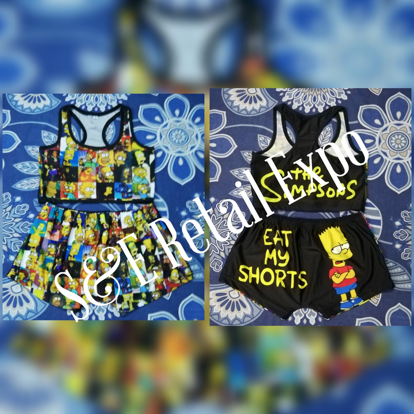 "the simpsons" themed mini shorts & racerback top set