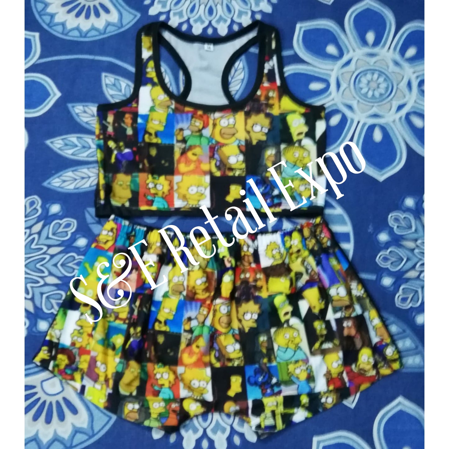 "the simpsons" themed mini shorts & racerback top set