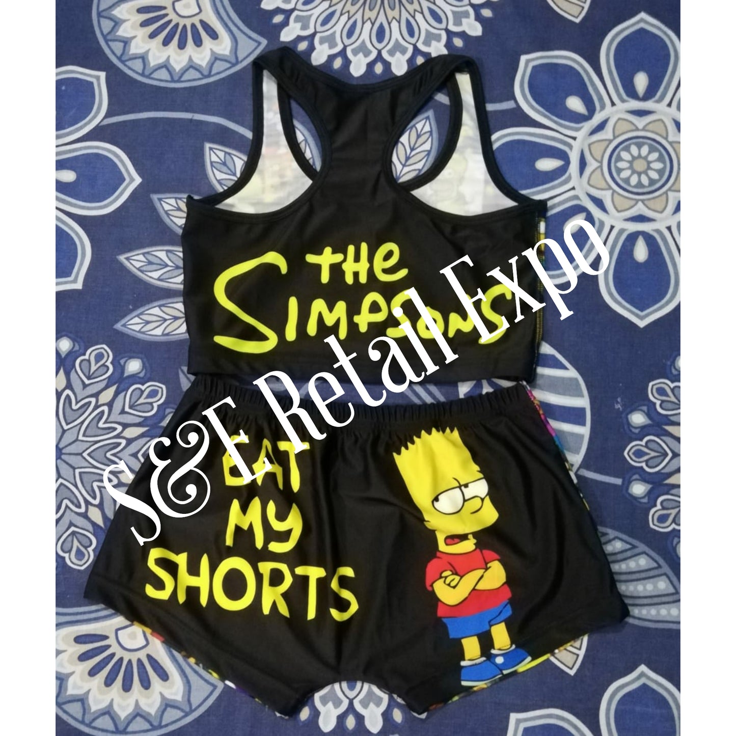 "the simpsons" themed mini shorts & racerback top set