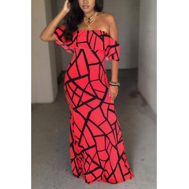 wired geometric off shoulder maxi dress (5 colors)