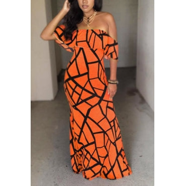 wired geometric off shoulder maxi dress (5 colors)