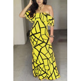 wired geometric off shoulder maxi dress (5 colors)