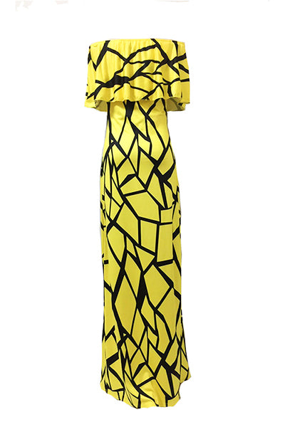 wired geometric off shoulder maxi dress (5 colors)