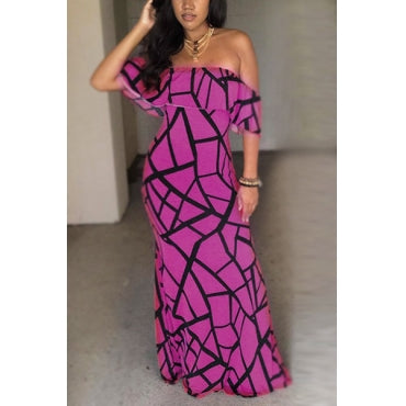 wired geometric off shoulder maxi dress (5 colors)