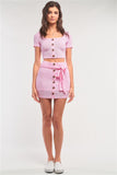 Ribbed Crop & Mock Wrap Mini Skirt Set