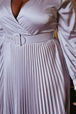 Silver Plus Size Pleated Maxi Flare Dress