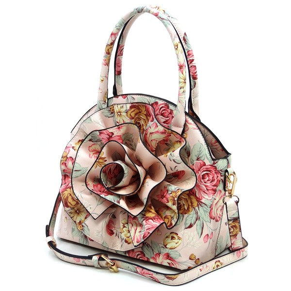 3D Flower Print 2 in 1 Satchel (5 Colors)