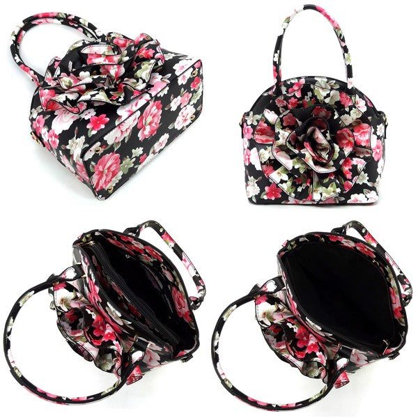 3D Flower Print 2 in 1 Satchel (5 Colors)