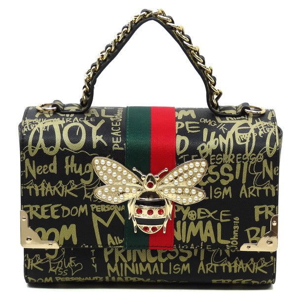 Multi Graffiti Queen Bee Stripe 2 in 1Boxy Satchel (5 Colors)