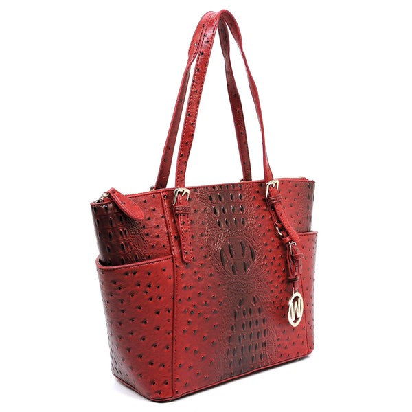 Ostrich Croc Shopper & Wallet Set (12 Colors)