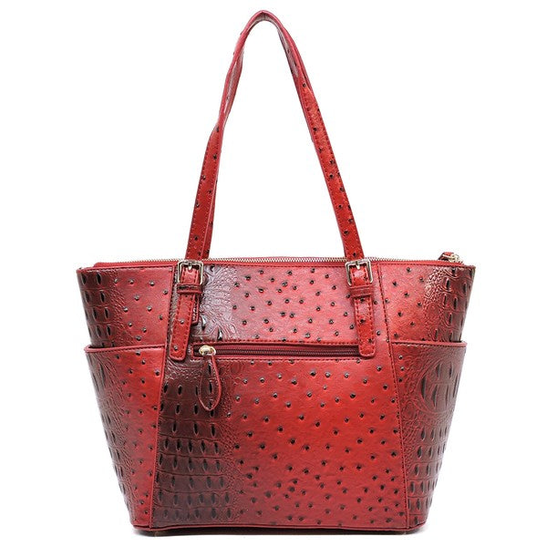 Ostrich Croc Shopper & Wallet Set (12 Colors)