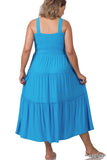 PLUS SIZE SMOCKED TIERED MIDI DRESS