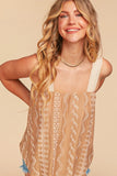 PLUS SIZE EMBROIDERED CROCHET LACE WOVEN TANK TOP