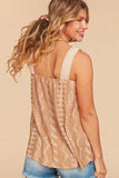 PLUS SIZE EMBROIDERED CROCHET LACE WOVEN TANK TOP