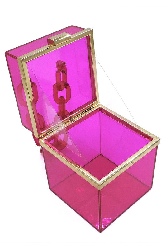 Acrylic Chain Handle See Thru Crossbody Clutch (3 Colors)