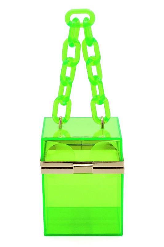 Acrylic Chain Handle See Thru Crossbody Clutch (3 Colors)