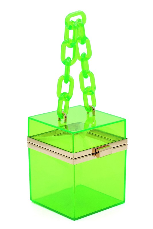 Acrylic Chain Handle See Thru Crossbody Clutch (3 Colors)