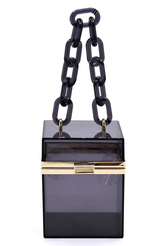 Acrylic Chain Handle See Thru Crossbody Clutch (3 Colors)