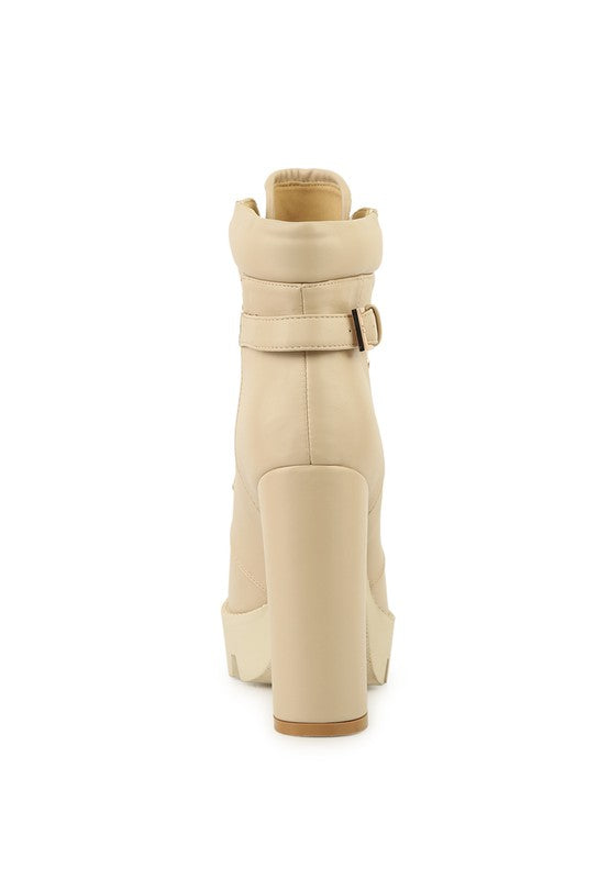 WILLOW CUSHION COLLARED LACE UP HIGH ANKLE BOOTS