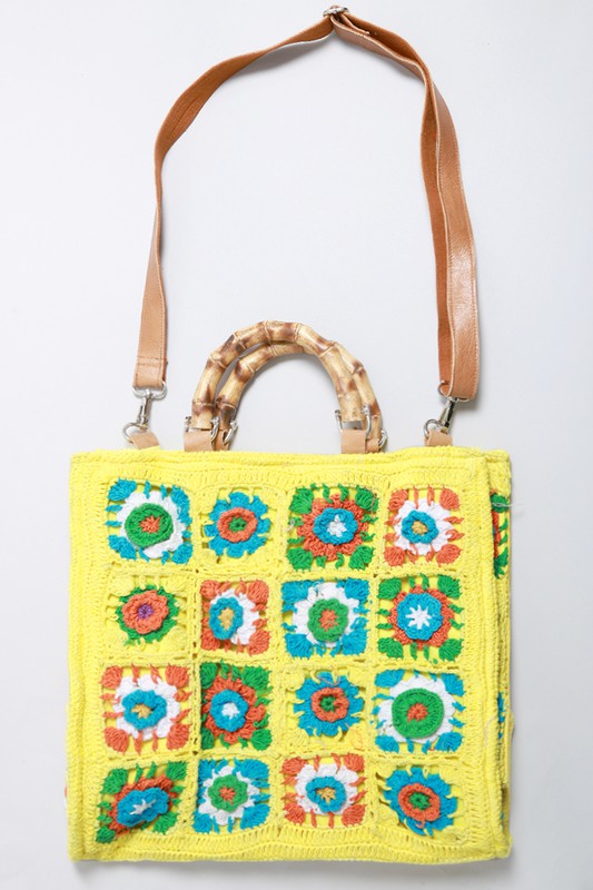 Bamboo Handle Crochet Bag