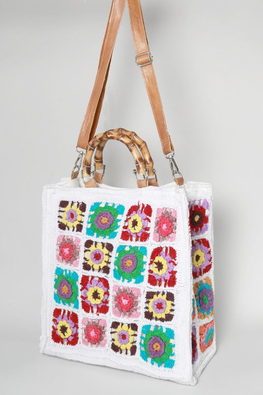 Bamboo Handle Crochet Bag