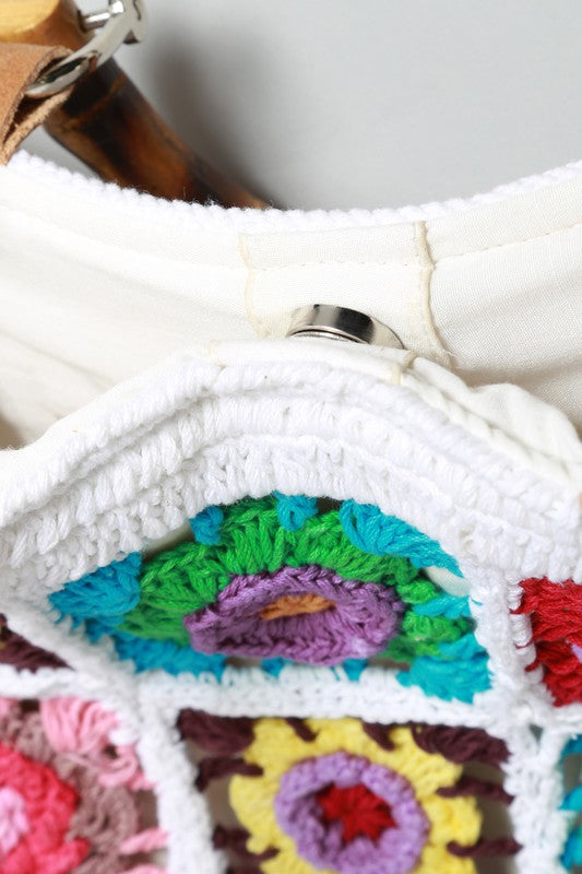 Bamboo Handle Crochet Bag