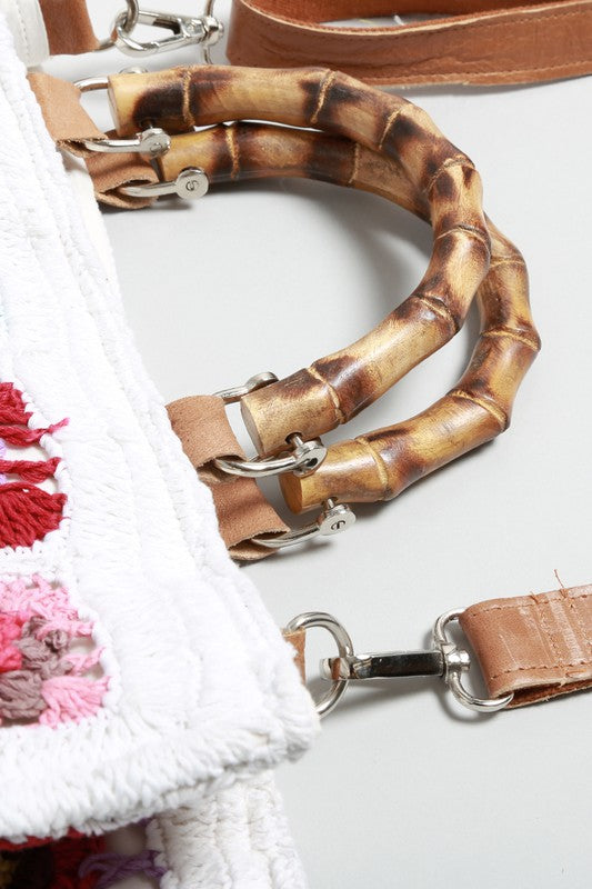 Bamboo Handle Crochet Bag