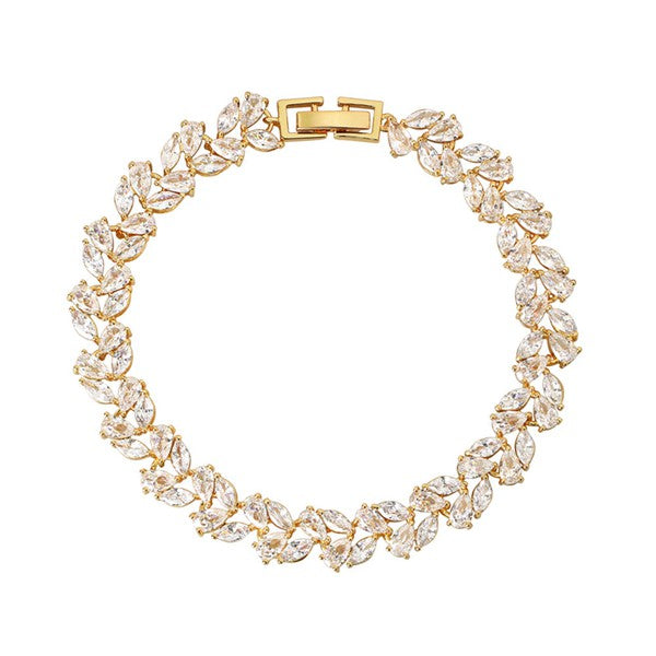 Gold Tennis Bracelet with Marquise and Pear