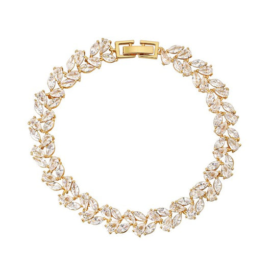 Gold Tennis Bracelet with Marquise and Pear