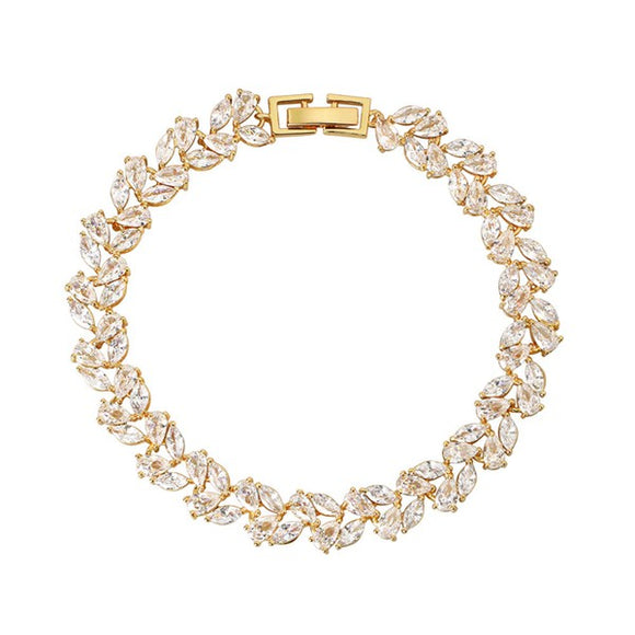 Gold Tennis Bracelet with Marquise and Pear