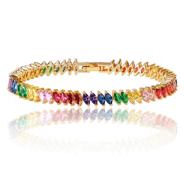 Rainbow Marquise Stone Bracelet
