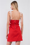 Lace-Up Straps Sleeveless Square Neck Mini Dress
