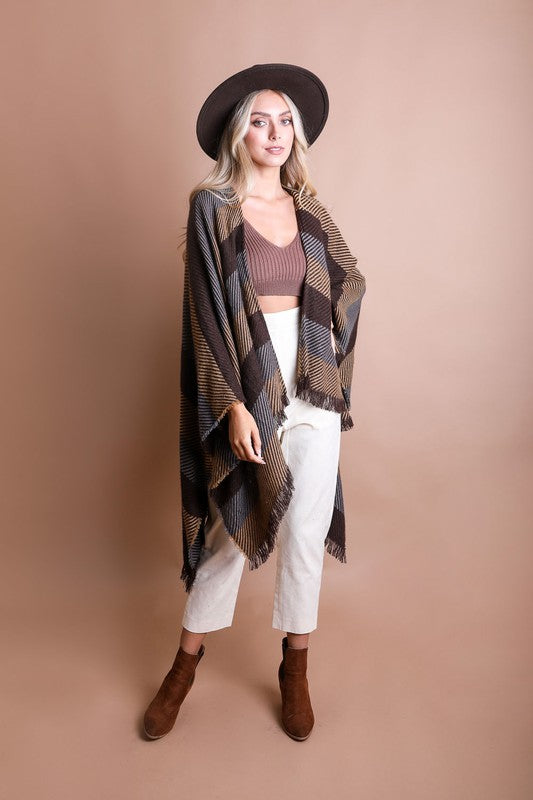 Classic Striped Knit Poncho