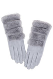 Soft Fuzzy Faux Fur Trim Gloves