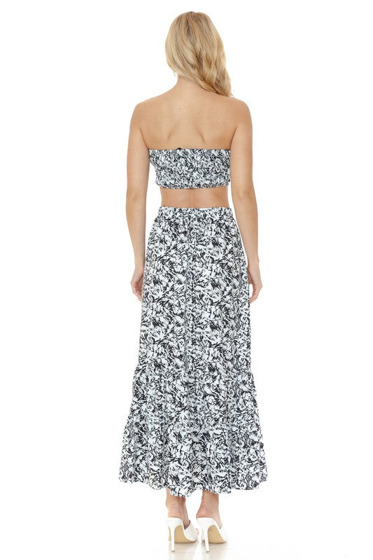 Women's Floral Skirt and Top Set